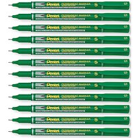Pentel Permanent Marker Super Fine Point Green Pack of 12