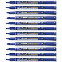 Pentel Permanent Marker Fine Point Blue Pack of 12