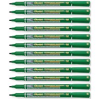 Pentel Permanent Marker Fine Point Green Pack of 12