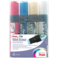 Pentel Jumbo Chalk Marker, Chisel Tip, Assorted Colours, Pack of 4