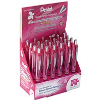 Pentel EnerGel Xm Limited Edition Breast Cancer Campaign 24 Piece Display Black