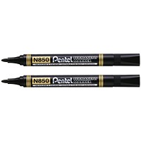 Pentel N850 Permanent Marker, Bullet Tip, Black, Pack of 12 - Buy One Get One Free