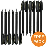 Pentel EnerGel Capstyle Eco Rollerball, 0.7mm, Black, Pack of 12 - Buy One Get One Free