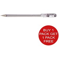 Pentel Superb Ballpoint Pen, Black, Pack of 12, Buy One Get One Free