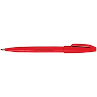 Pentel Sign Pen S520 Fibre Tipped Pen, 1mm Line, Red, Pack of 12