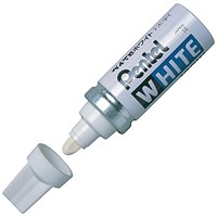 Pentel Permanent Marker, Bullet Tip, White, Pack of 12