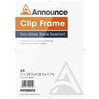 Announce Metal Clip Frame, A4, Non Glass
