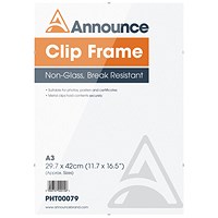 Announce Metal Clip Frame, A3, Non Glass