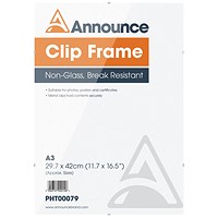 Announce Metal Clip Frame, A3, Non Glass Announce Metal Clip Frame, A3, Non Glass
