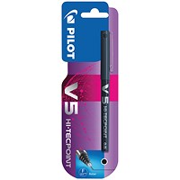 Pilot V5 Hi-Tecpoint Rollerball Pen Black (Pack of 12) 100101201