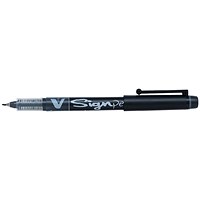 Pilot V-Sign Pen Liquid Ink Soft Medium, Black, Pack of 12