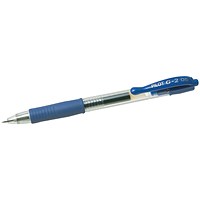 Pilot G-205 Retractable Gel Rollerball Pen, Rubber Grip, Blue, Pack of 12
