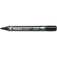 Pilot 100 Permanent Marker, Bullet Tip, Line Width 1mm, Black, Pack of 20