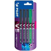 Pilot V5 Rollerball Pens Assorted (Pack of 5)