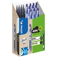 Pilot B2P 10 Gel Ink Rollerball Pens 10 Refills Medium Tip Blue (Pack of 20)