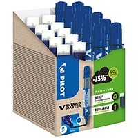 Pilot V-Board Master Markers & Refills, Medium Tip, Blue, Pack of 20(10 Markers and 10 Refills)