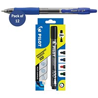 Pilot G-2 Gel Ink Rollerball Pen Medium Blue Pack of 12 FOC x4 Pilot Assorted Markers