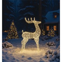 LED Outdoor Metal Light Up Deer 1180mm Silver/Warm White XH10094