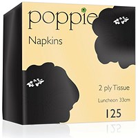 Poppies 2-Ply Napkins, 4 Fold, 33cm, Black, Pack of 2000