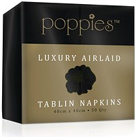Poppies Tablin Napkins, 8 Fold, 40cm, Black, Pack of 500