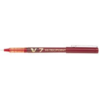 Pilot V7 Rollerball Pen, Needle Tip 0.7mm, Line 0.4mm, Red, Pack of 12