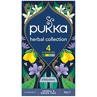 Pukka Organic Herbal and Green Tea Collection Tea Bags, Pack of 20