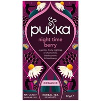 Pukka Organic Night Time Berry Herbal Tea Bags, Pack of 20