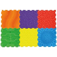 Massage Puzzle Textured Floor Tiles, Indoor/Outdoor Use, Assorted Bright Colours, Pack of 6