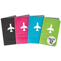 Travel Log Aeroplane Passport Covers Neon Assorted (Pack of 12)