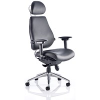 Chiro Plus Ultimate Leather Chair with Headrest, Black