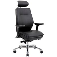 Domino Bonded Leather Operator Chair, Headrest, Height Adjustable Arms, Black