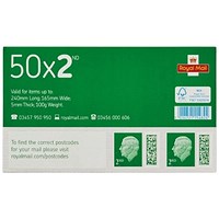 Royal Mail Second Class Postage Stamp Sheet, Pack of 50
