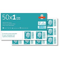 Royal Mail First Class Large Postage Stamps Sheet (Pack of 50)