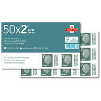 Royal Mail Second Class Large Postage Stamp Sheet Pack of 50