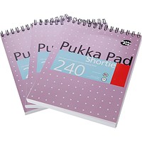 Pukka Pad Shortie Wirebound Notebook, A5, Ruled & Perforated, 240 Pages, Purple, Pack of 3