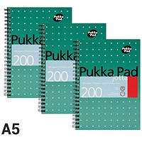 Pukka Pad Wirebound Jotta Notebook, A5, Ruled, 200 Pages, Pack of 3