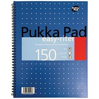 Pukka Pad Easy-Riter Wirebound Notebook, A4, Ruled with Margin, 150 Pages, Blue, Pack of 3