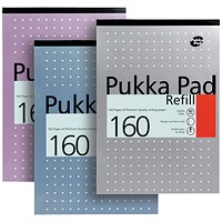 Pukka Pad Headbound Refill Pad, A4, Ruled with Margin, 160 Pages, Assorted Colours, Pack of 6