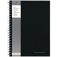 Pukka Pad Wirebound Notebook, A4, Ruled with Margin, 160 Pages, Black, Pack of 5