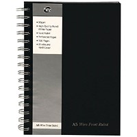 Pukka Pad Wirebound Notebook, A5, Ruled with Margin, 160 Pages, Black, Pack of 5