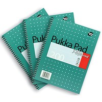 Pukka Pad Jotta Squared Wirebound Notebook, A4, Squares for Graphs, Punched & Perforated, 200 Pages, Green, Pack of 3