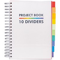 Pukka Pad Project Book with 10 Dividers, B5, Ruled, 400 Pages, White Pukka Pad Project Book with 10 Dividers, B5, Ruled, 400 Pages, White