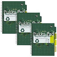 Pukka Pad Recycled Project Book, B5, Green, Pack of 3