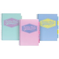 Pukka Pad Wirebound Project Book, A4, Ruled, 200 Pages, Assorted Pastel, Pack of 3
