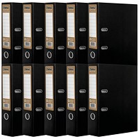 Pukka Recycled A4 Lever Arch Files, 75mm Spine, Board, Black, Pack of 10