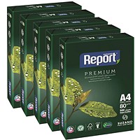 Report A4 Premium Paper, White, 80gsm, Box (5 x 500 Sheets)