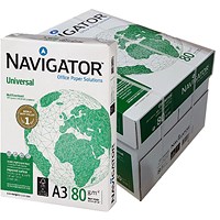 Navigator A3 Universal Paper, White, 80gsm, Box (5 x 500 Sheets)