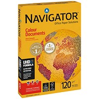 Navigator A4 Colour Documents Paper, White, 120gsm, Ream (250 Sheets)