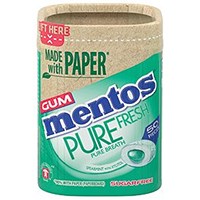 Mentos Pure Fresh Spearmint Gum, Paper Bottle, 50 Pieces, Pack of 6