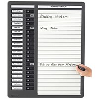 In/Out Board, 20 Names & Drywipe Combination, W540xH680mm, Grey